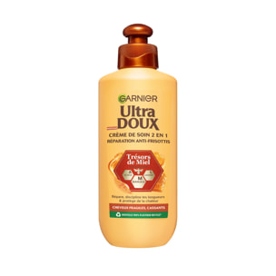 Lot de 6 - Garnier Ultra Doux Trésors de Miel Crème de Soin 2-en-1 Réparation Anti-Frisottis 200ml - Homme & Femme