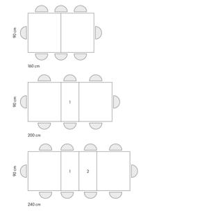 Tavolo allungabile AMALFI in legno effetto olmo perla e gambe a X antracite, allungabile 160x90 cm - 240x90 cm