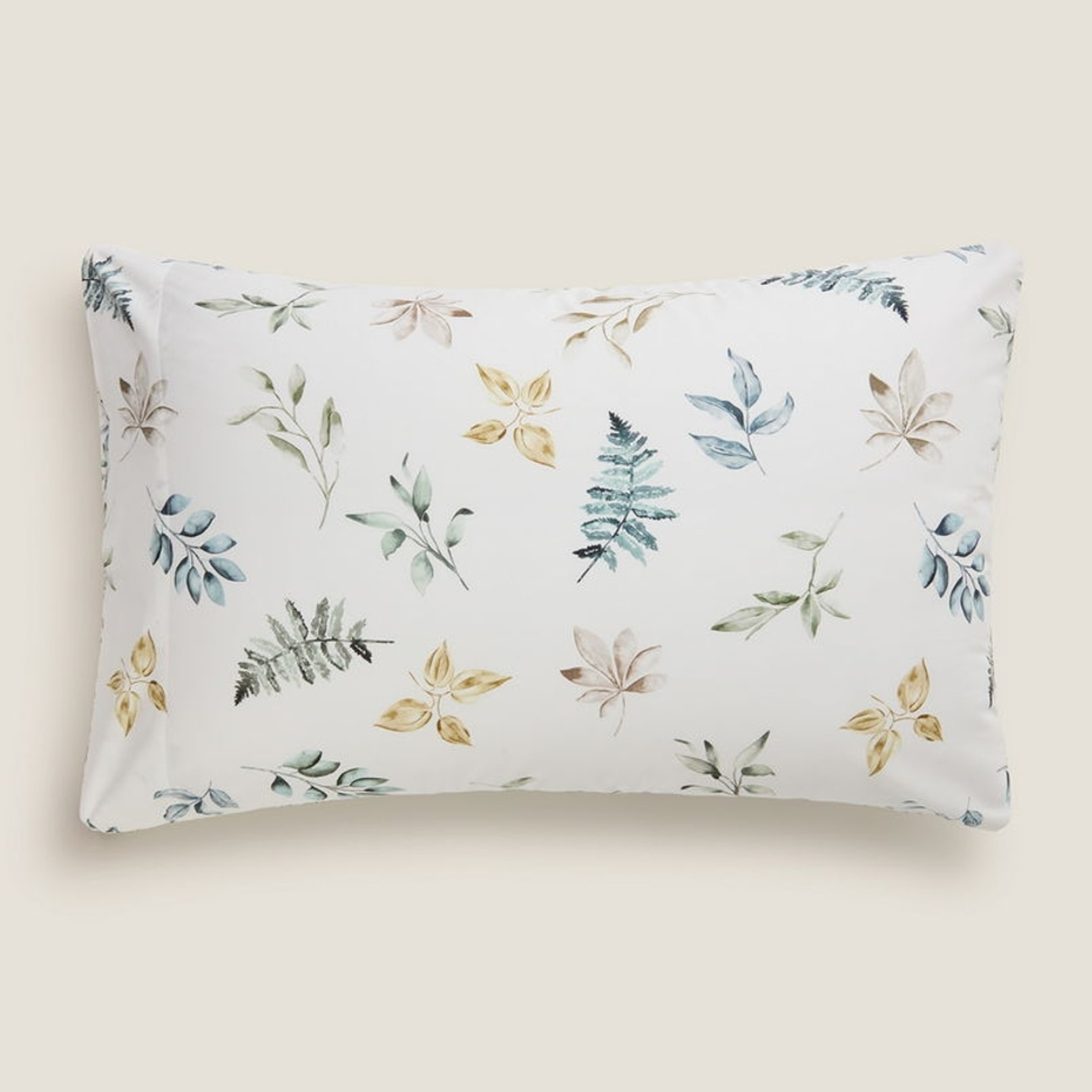 Funda almohada algodón hojas en rama Folo color verde 100% Algodón percal