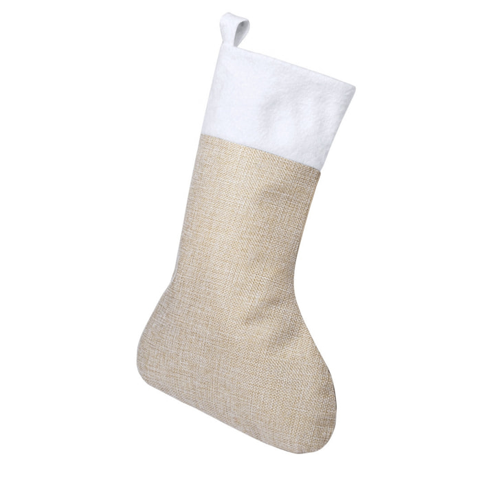 DAM Calcetín navideño en combinación de colores natural y blanco. Incluye cinta para colgar. 23535 Cm. Color: Beige