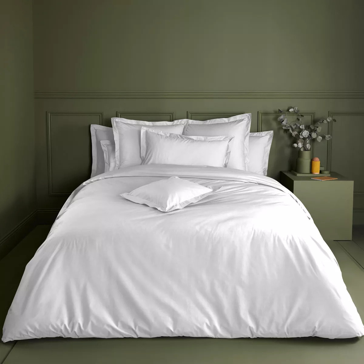 Drap housse b35 percale de coton uni blanc Giulia blanc
