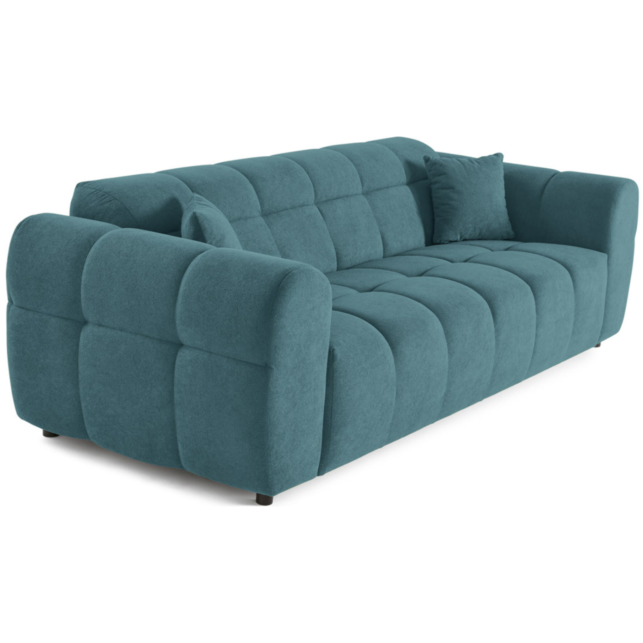 Ray - canapé droit 3 places en tissu texturé - Bleu grisé