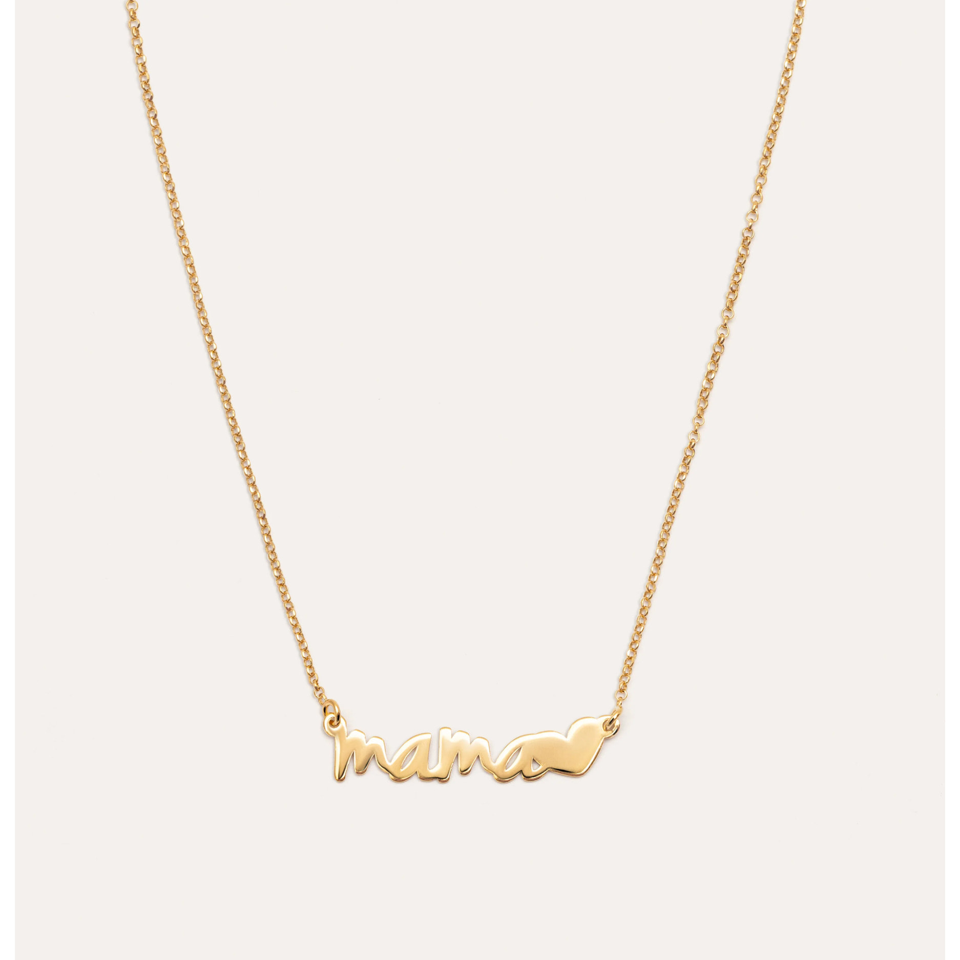 Collar Mamá Heart Plata Baño Oro