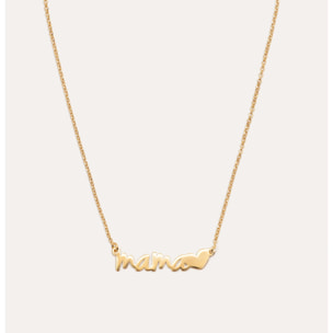 Collar Mamá Heart Plata Baño Oro
