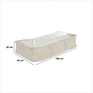 Housse de rangement "Groomy" sous lit beige 100x20cm