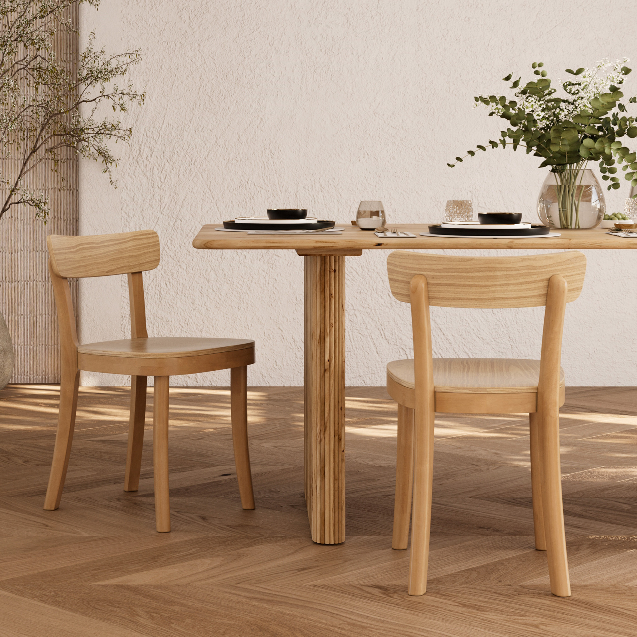 Lot de 2 chaises en bois clair - Keno