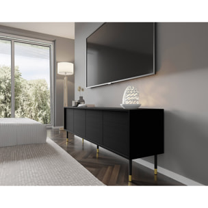 Novara - meuble tv - 4 portes - 180 cm - Noir
