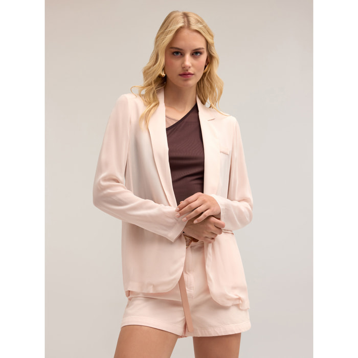 Motivi - Chaqueta desestructurada de georgette - Rosa
