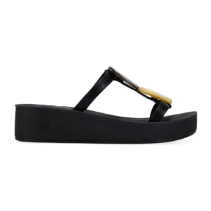 Sandalias de cuña negras con piedras