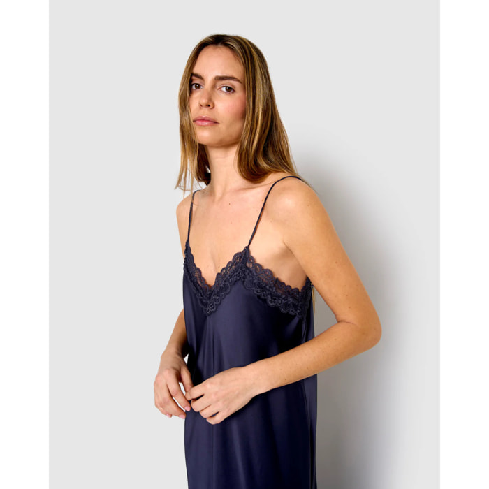 Camisón midi satén azul