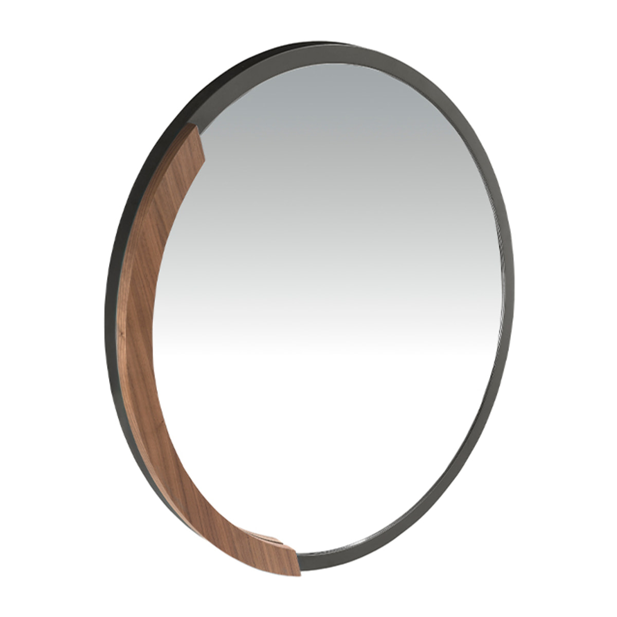 Espejo pared redondo con marco de acero inoxidable en negro 80x80x4cm