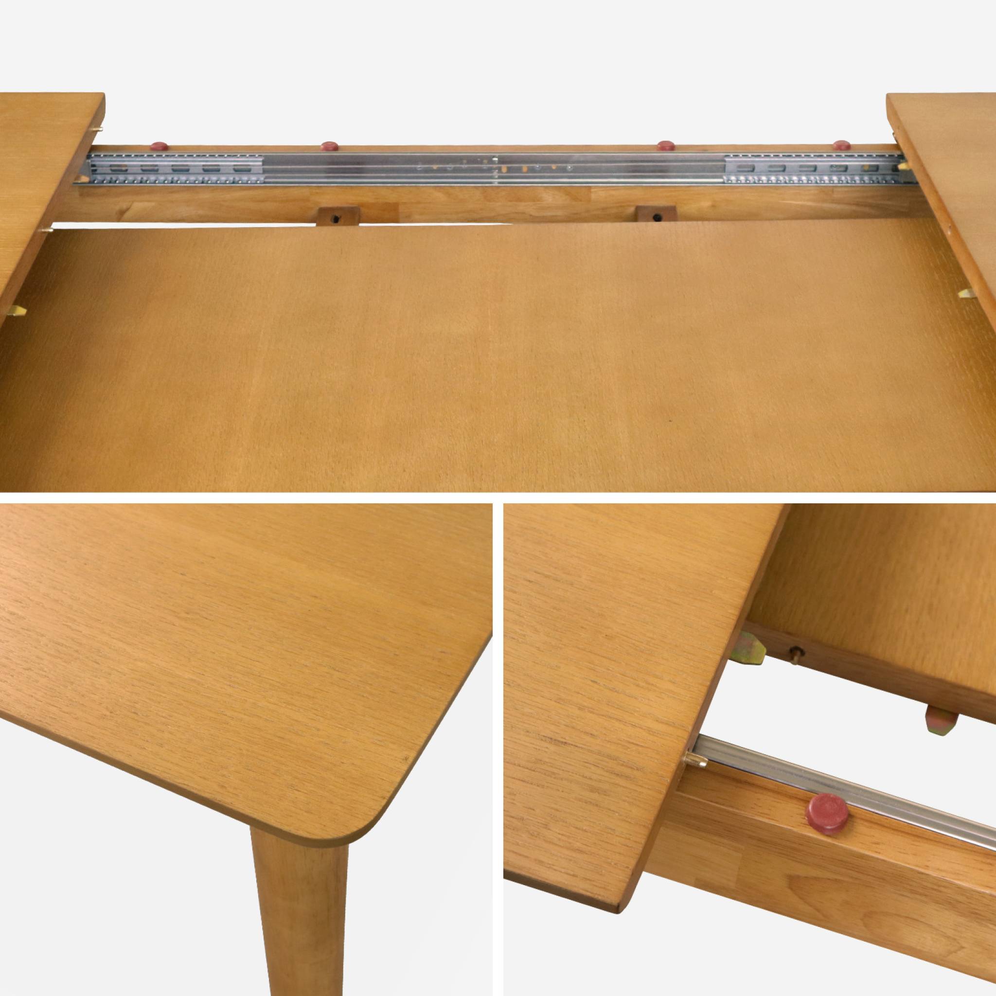 Table à manger rectangulaire extensible bois d'hévéa et placage chêne 6-8 places LINA