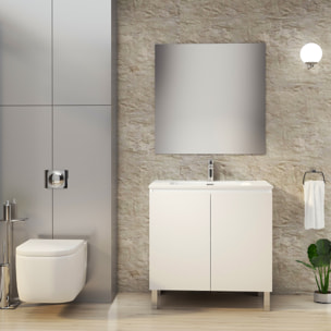 Conjunto de Baño Lust | 80 cm Blanco | Dos Puertas | Lavabo Encastrado | No incluye Espejo | Mueble Montado | Alday