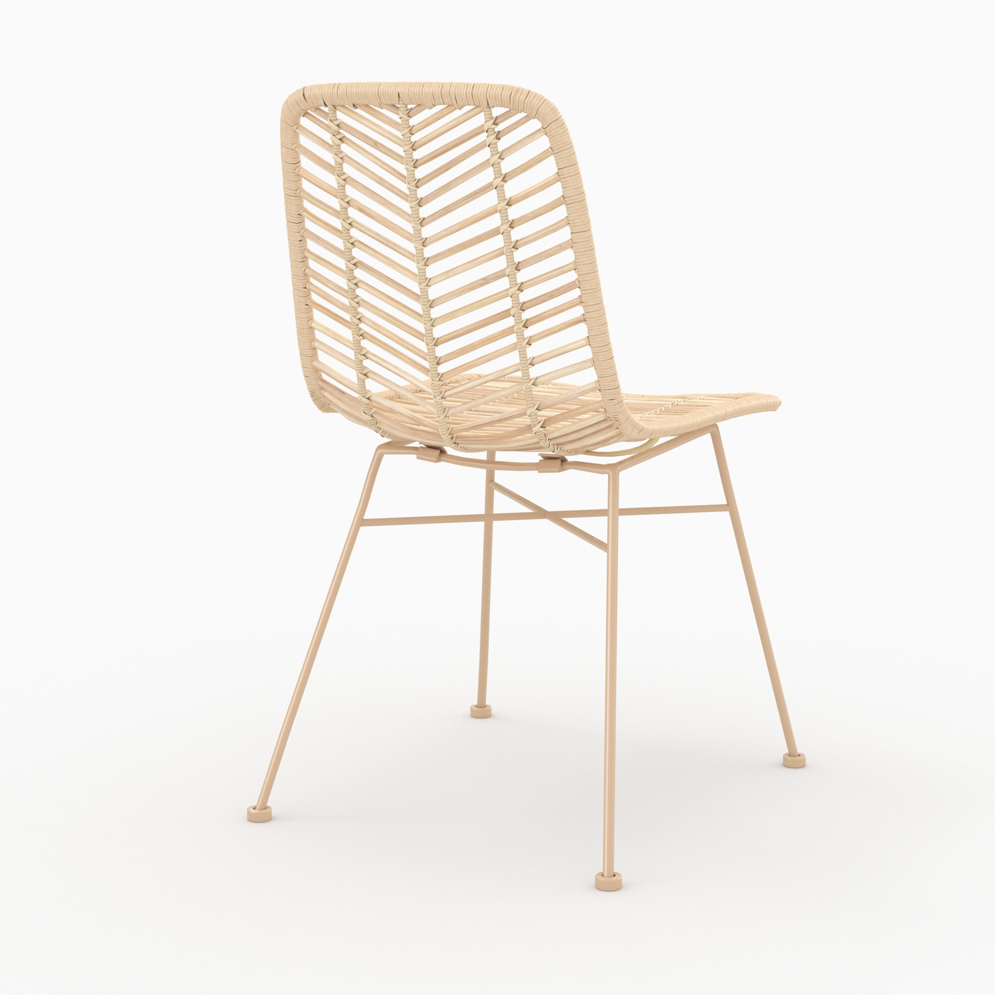Lot de 2 chaises en rotin naturel et pieds beiges - Tamara