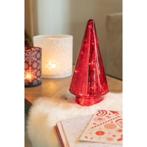 J-Line décoration Sapin De Noël - verre - rouge - medium - LED