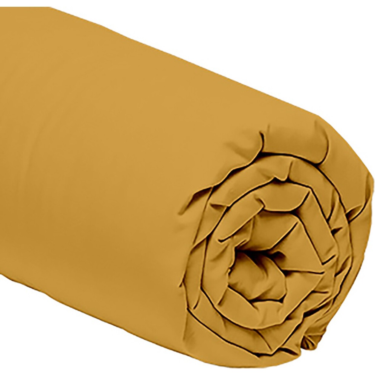 Drap housse 100% percale de coton 80fils_moutarde