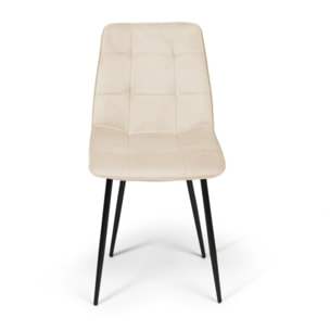 Chaises Linda en velours et pieds métal noirs - Crème