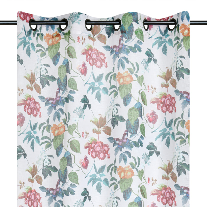 Voilage feuillage et oiseau - Vert foncé