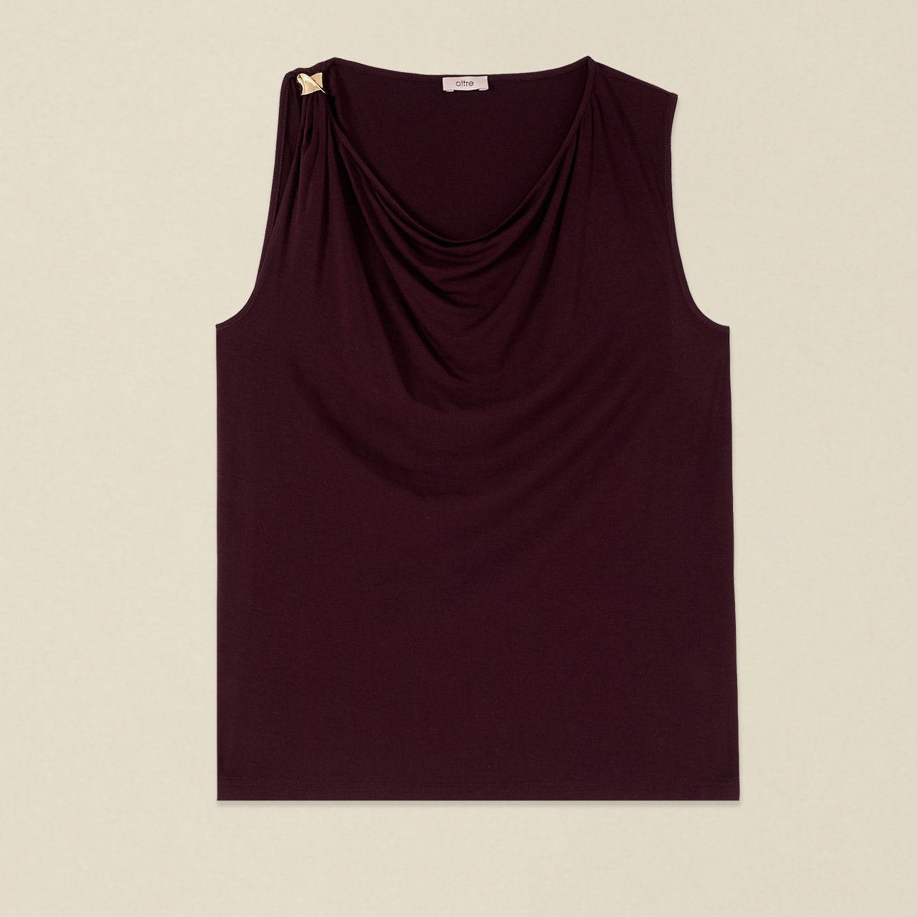 Oltre - Top con drappeggio e fermaglio metallico - Bordeaux