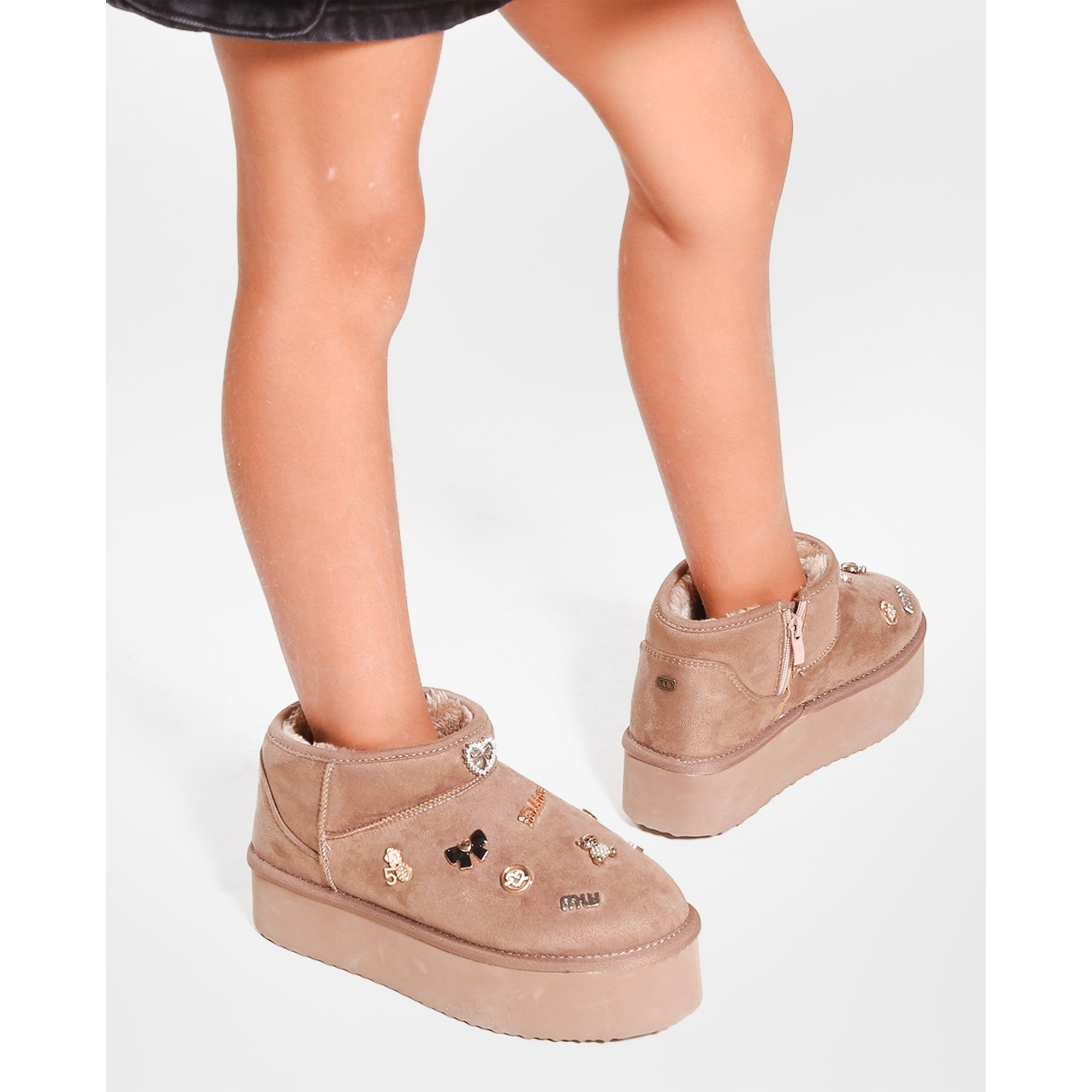 Botines de Tejido - Taupe - Tacón: 3 cm