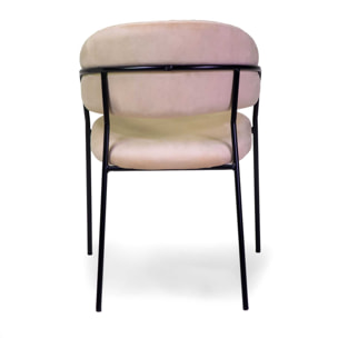 Poltrona Chloe Vacchetti in velluto crema con struttura nera cm59x51h83,5