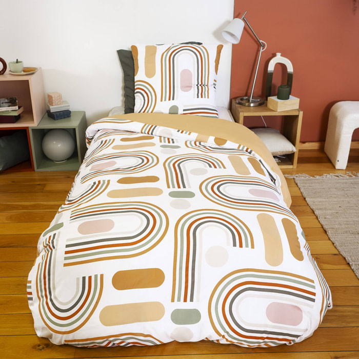 Parure de lit microfibre réversible orange TESS