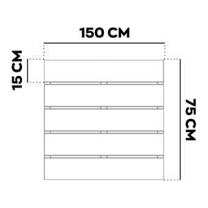 Kaido - Set di 5 Doghe Pavimento da Esterno 150x75 cm per Giardino Patio Terrazza in WPC Teak