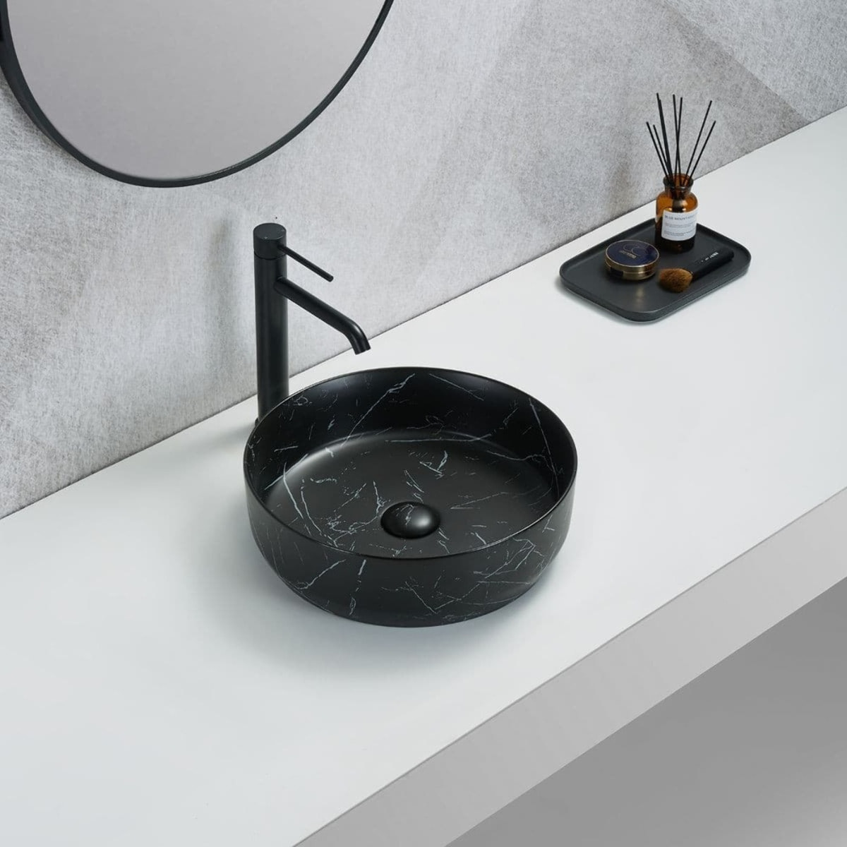 SAT Infinitio Design lavabo à poser 39x39 cm noir mat sans trou pour robinet (SATINF3939MRBKM)
