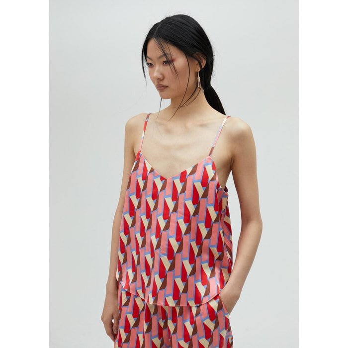 Top stile lingerie stampa loghi