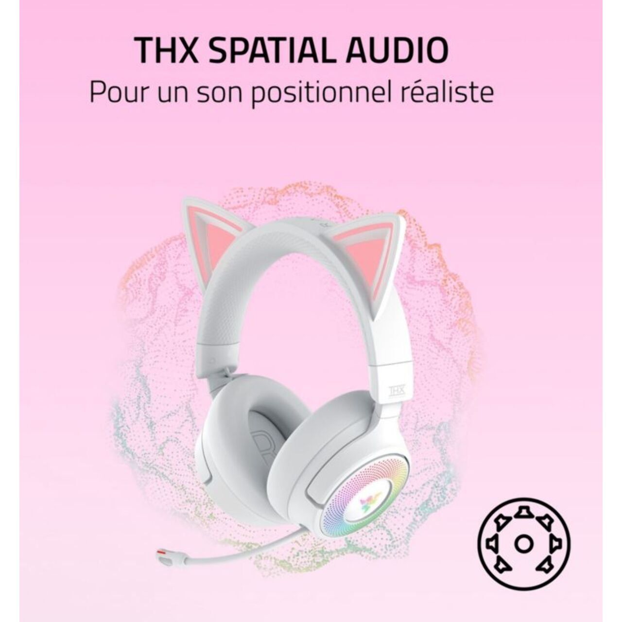 Casque gamer RAZER KRAKEN KITTY V3 PRO BLANC