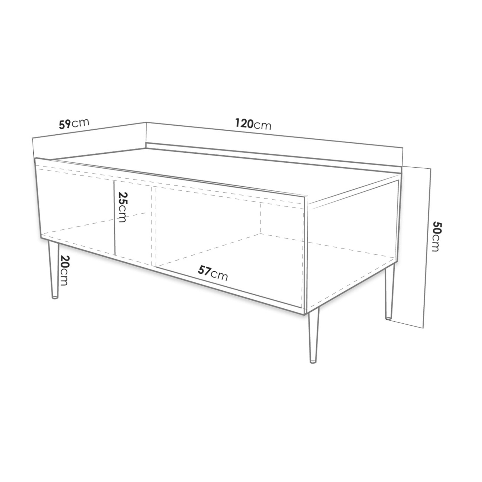 Ambre - table basse - 2 portes - 120 cm - Noir / Doré