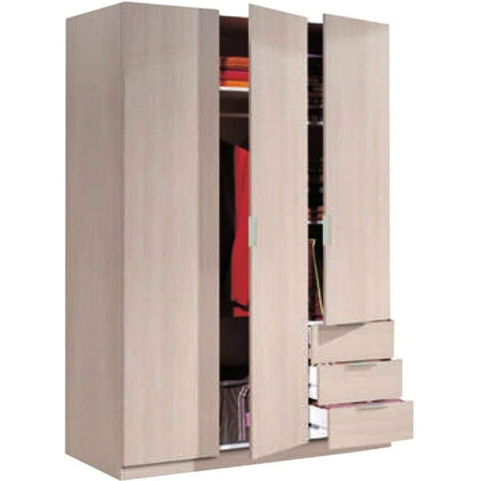 Armadio Con 3 Ante Battenti E 3 Cassetti Armadietto Con Asta Appendi Abiti E 3 Ripiani Per Camera Da Letto Design Moderno 180 x 121 x 52 Cm Rovere