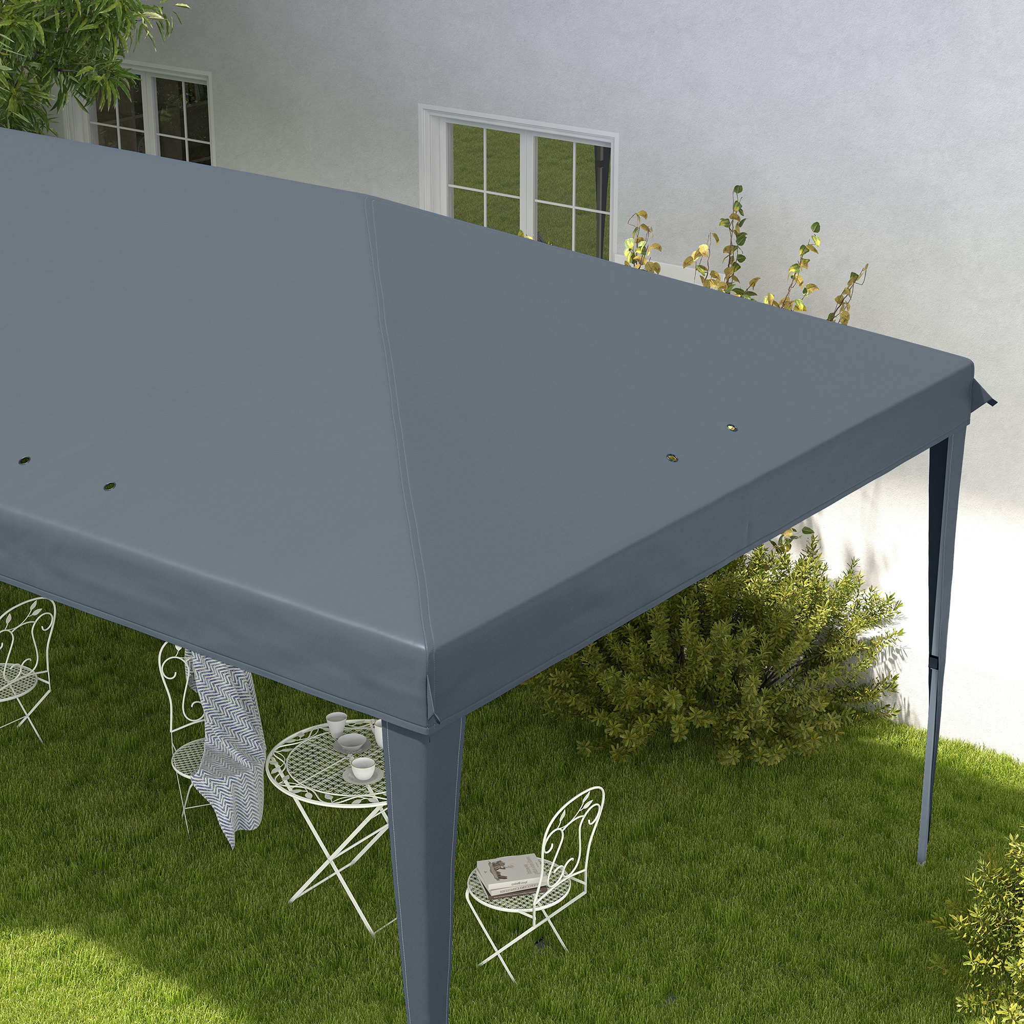 Tonnelle barnum de jardin pop-up pliant 5,85L x 2,95l x 2,7H m sac inclus acier époxy oxford haute densité gris