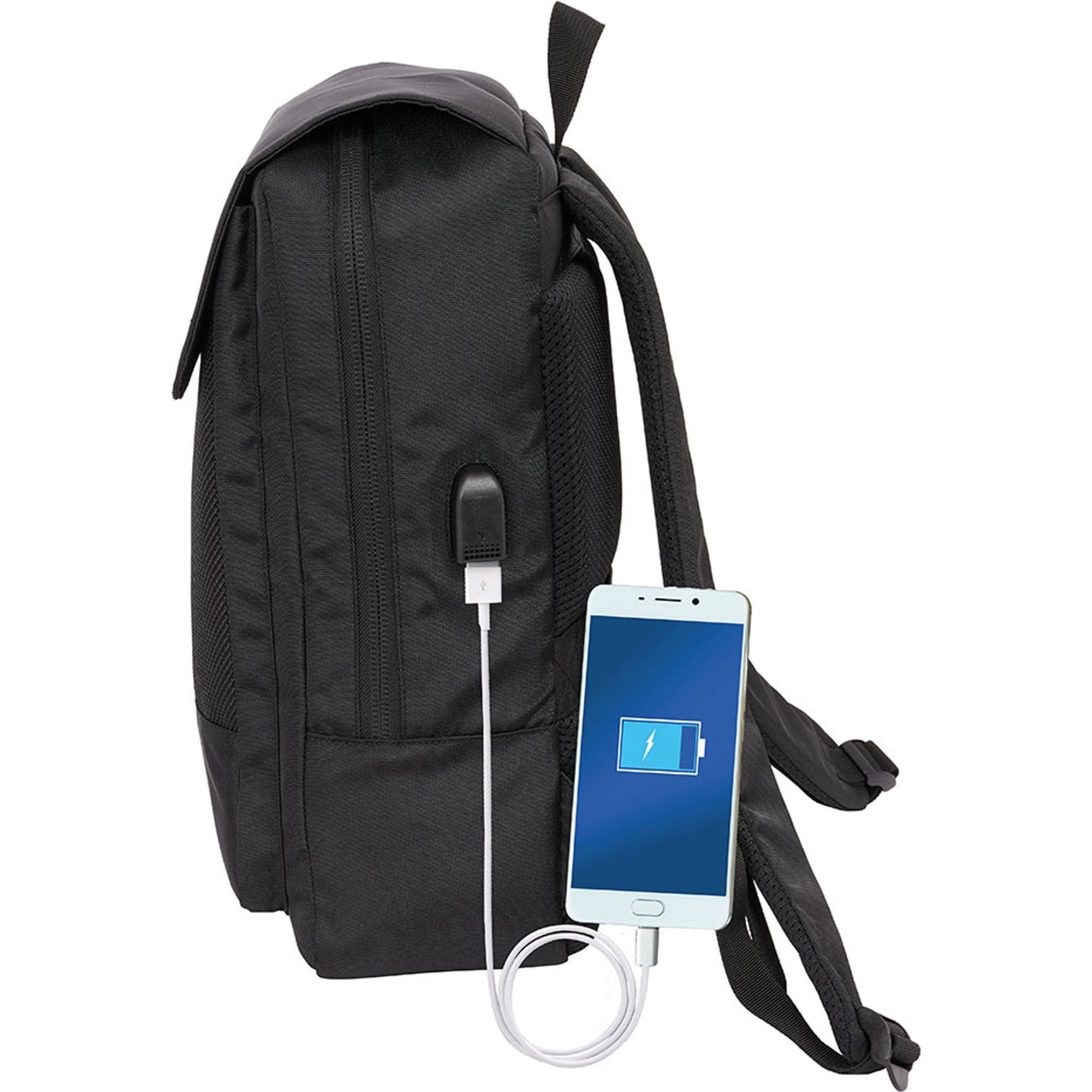 Mochila con solapa portatil 13,3+usb real madrid premium