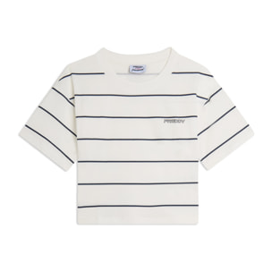 T-shirt Cropped con Maniche ampie e Fantasia a Righe