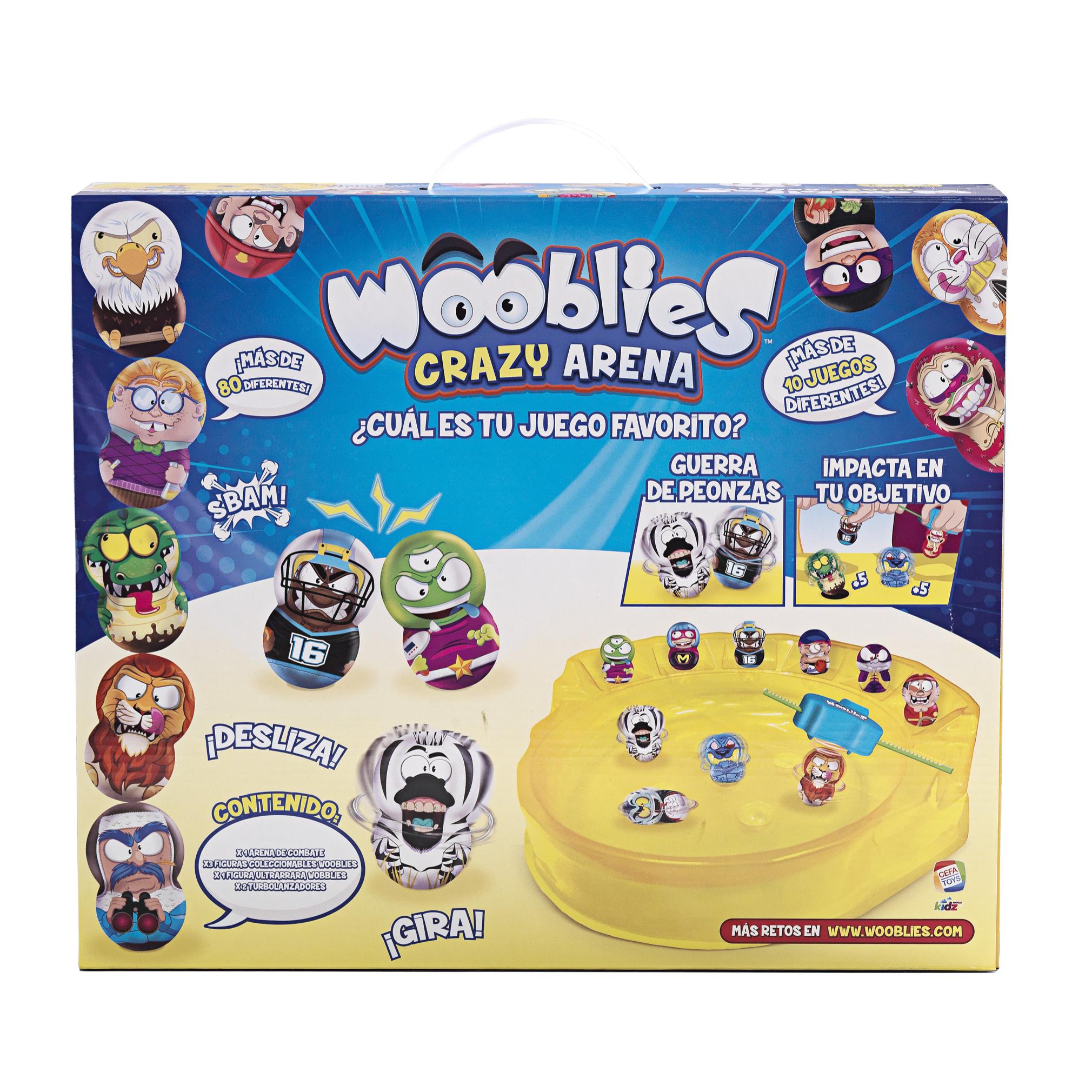 Juego de mesa wooblies serie 1 : arena de combate + 3 figuras coleccionables +1 figura ultrarrara+ 2 turbo lanzadores