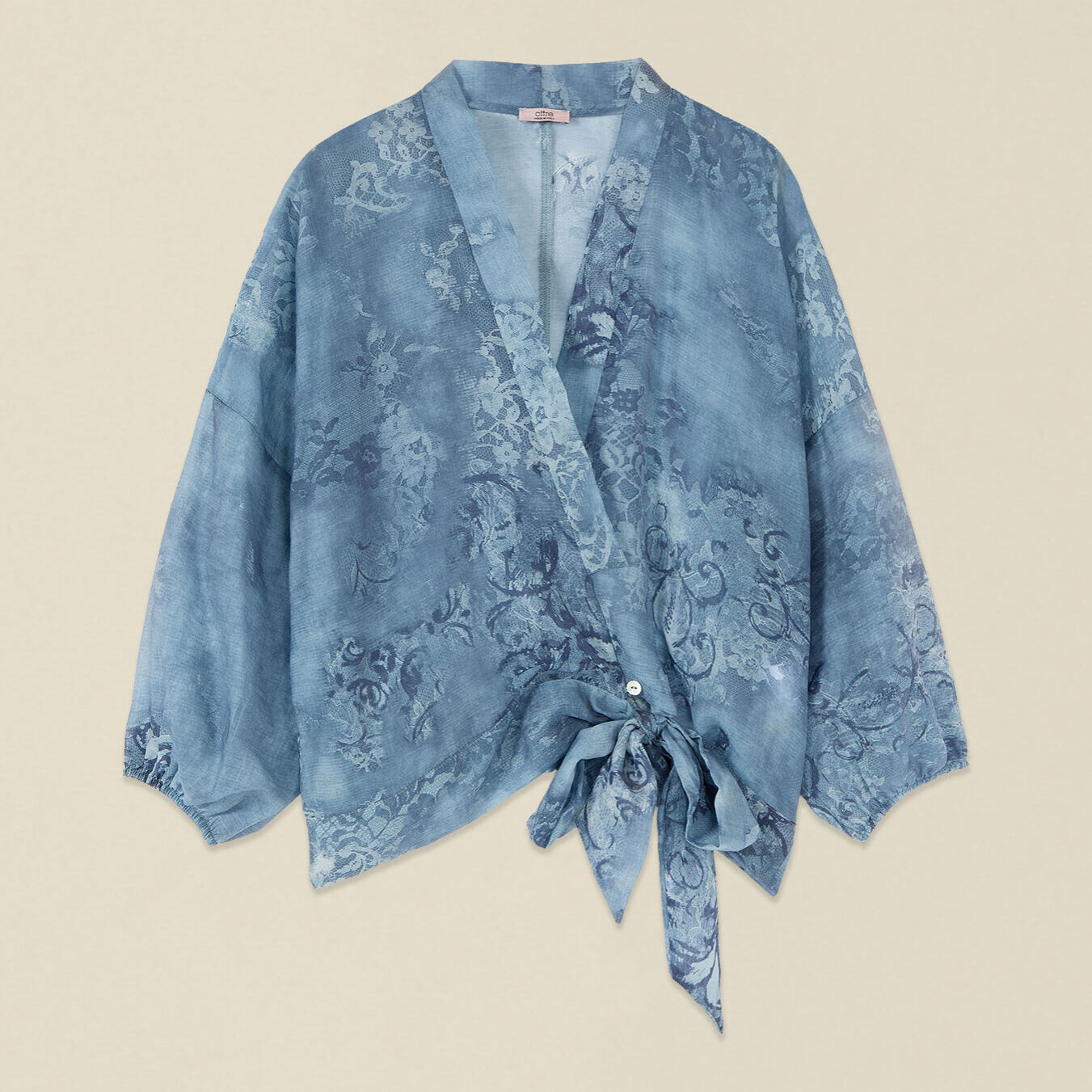 Oltre - Camisa tipo kimono con nudo - Light - blue