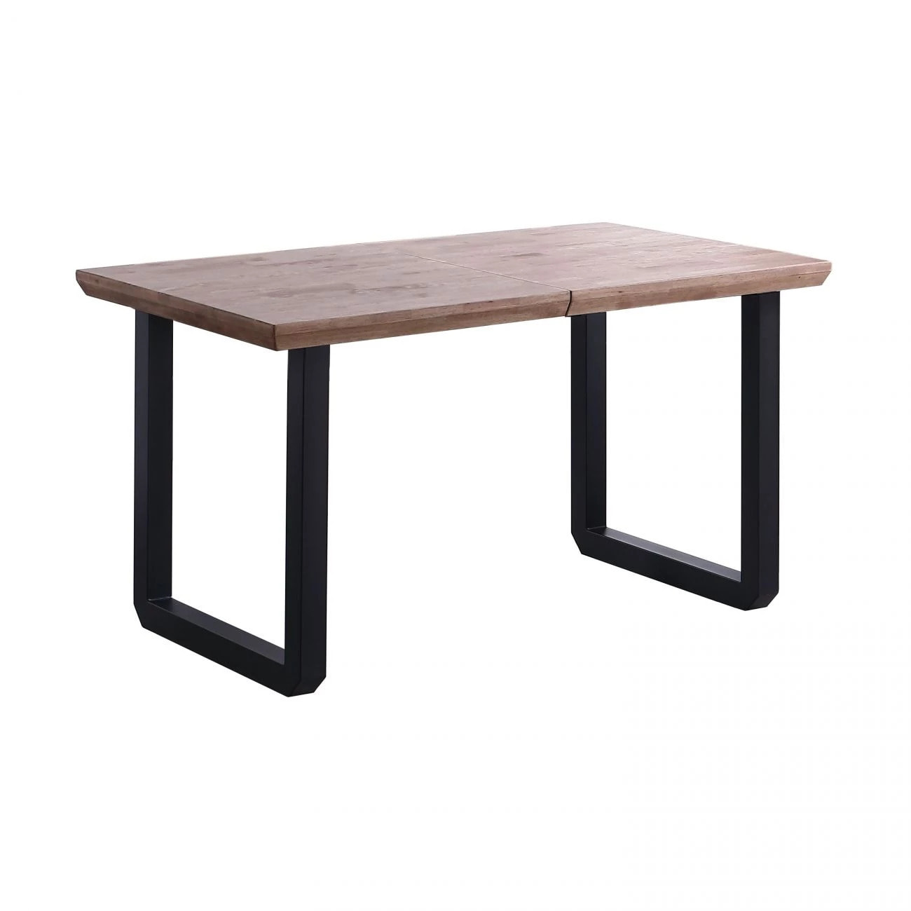 Mesa de comedor extensible con patas metálicas en negro y roble salvaje 140-220x80cm Roma Roble Honey - Negro