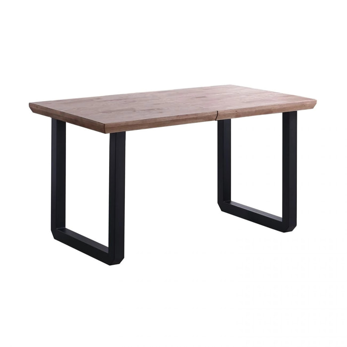 Mesa de comedor extensible con patas metálicas en negro y roble salvaje 140-220x80cm Roma Roble Honey - Negro