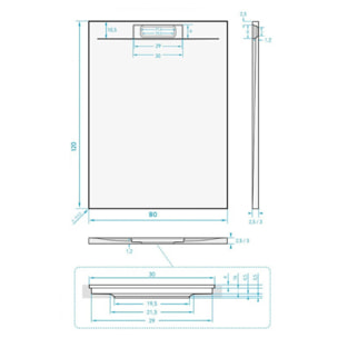 Fusion Receveur de douche 120x80cm en marbre coulé, Gris perle (SATFU12080GRP)