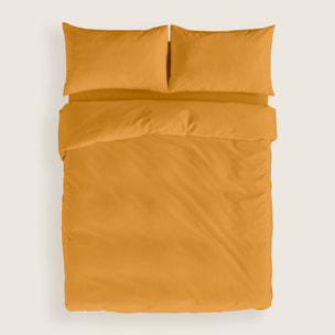 Naturals - Funda Nórdica Lisa - Cierre con botones - 100% Algodón - Incluye 1/2 Fundas de Almohada - Ocre