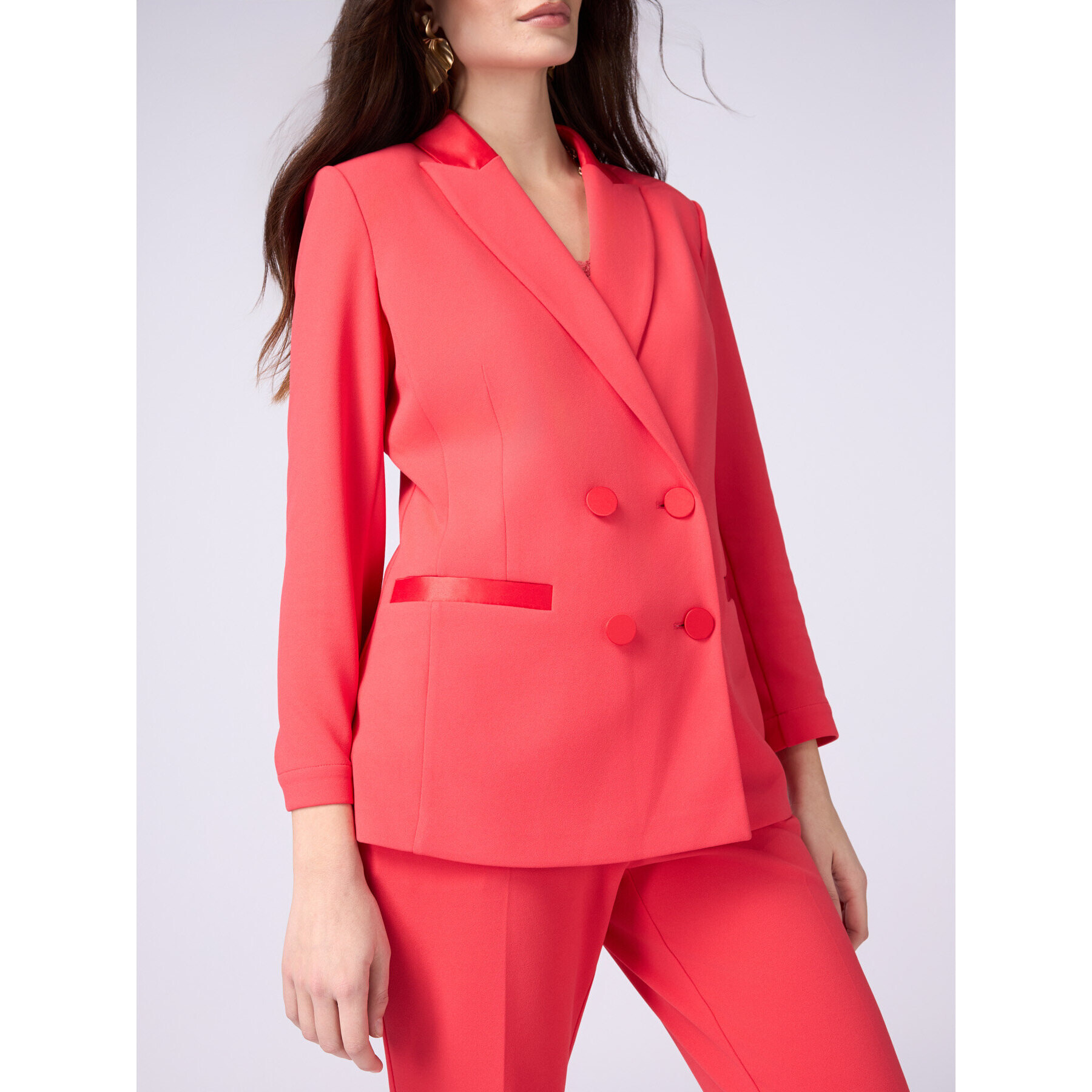 Oltre - Blazer doppiopetto in tessuto crêpe - Rosso