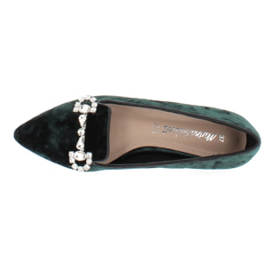 Marina Galanti Scarpe Donna Diamonds Horsebit Embellished Velvet Ballet Flat MG W24A037 Dk Green