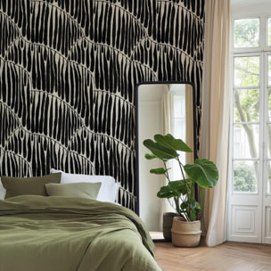 Carta da Parati Foglia Nera Astratta