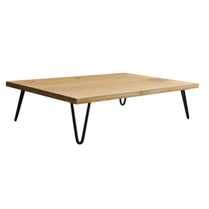 Table basse rectangulaire bois manguier massif et métal noir L117 cm VIBES