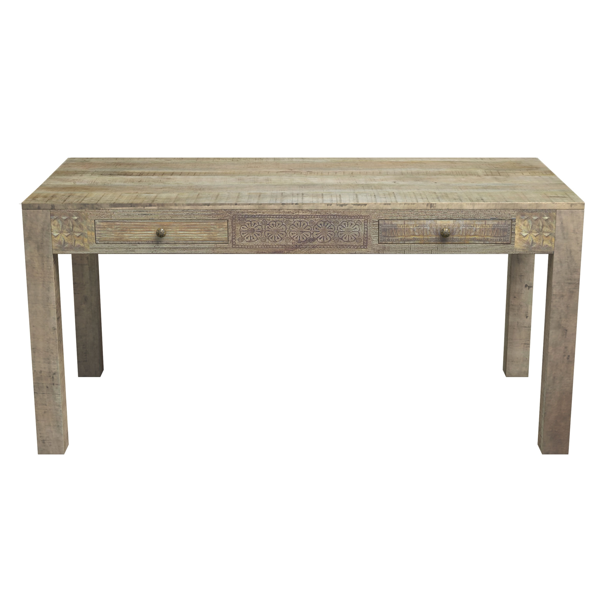 Table rectangulaire 6 places en bois à motifs gravés 160 cm - Lili