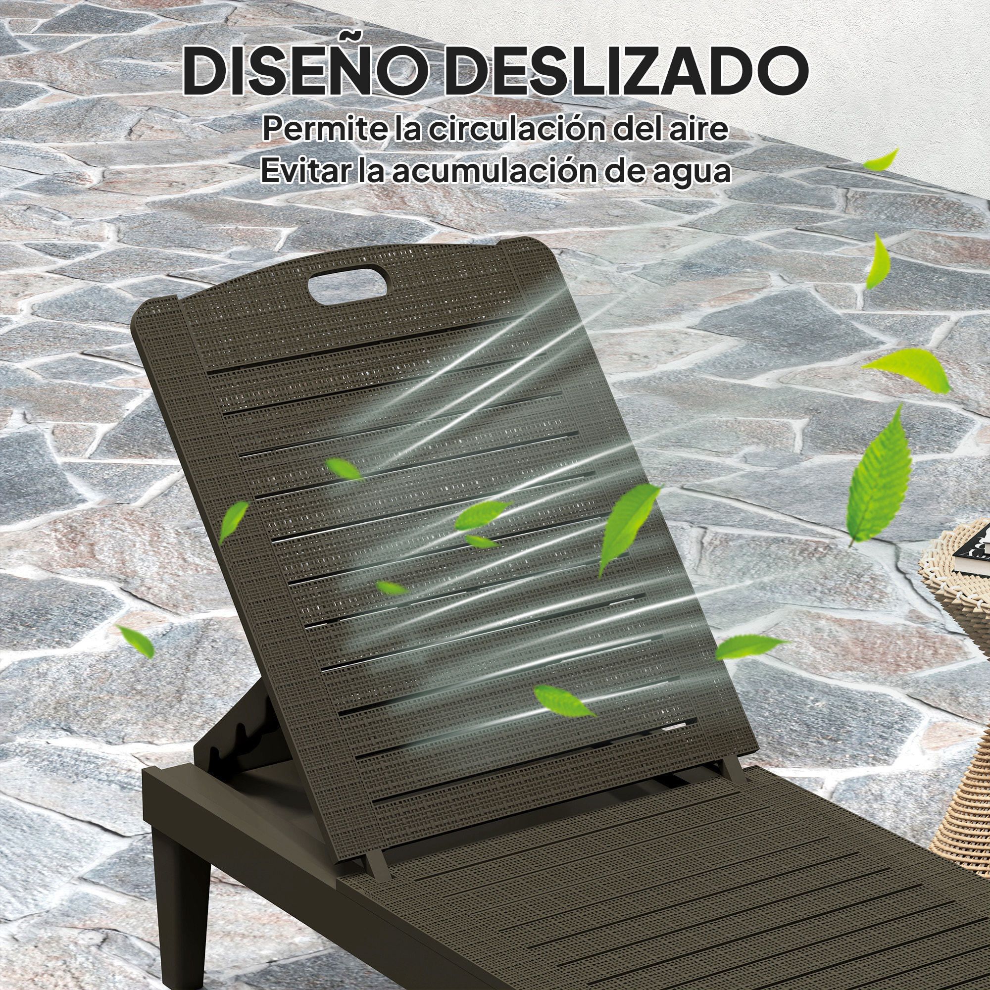 Pack de 2 Tumbonas de Jardín Exterior, Tumbonas Reclinables de Plástico PP con Respaldo Ajustable de 4 Niveles, Resistentes a la Intemperie, para Playa, Piscina, Negro