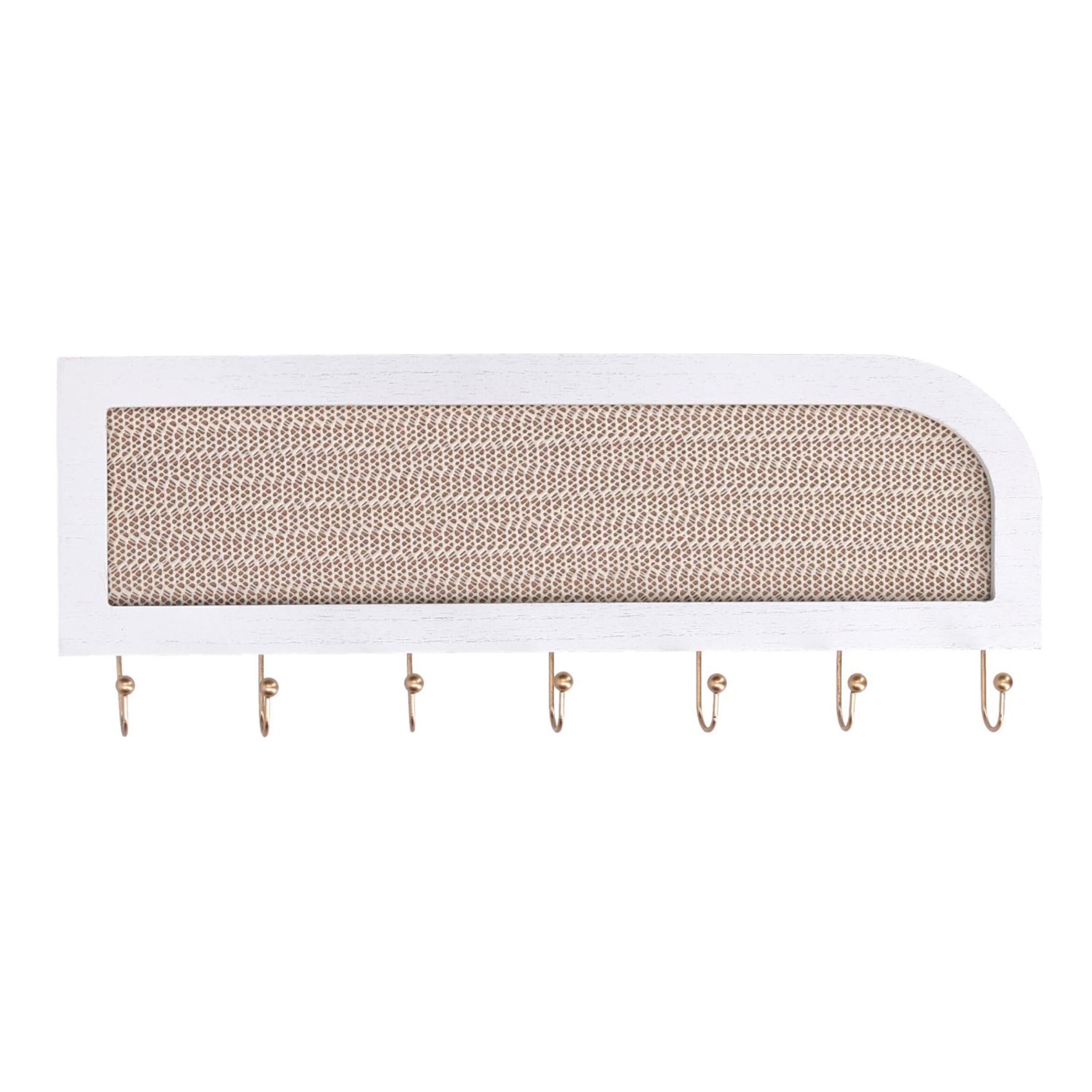 Portachiavi in legno bianco rettangolare cm40x2,5x16,5