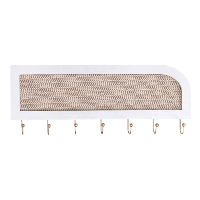 Portachiavi in legno bianco rettangolare cm40x2,5x16,5