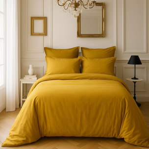 Housse De Couette 100% Satin de Coton lavé 105 Fils Bronze